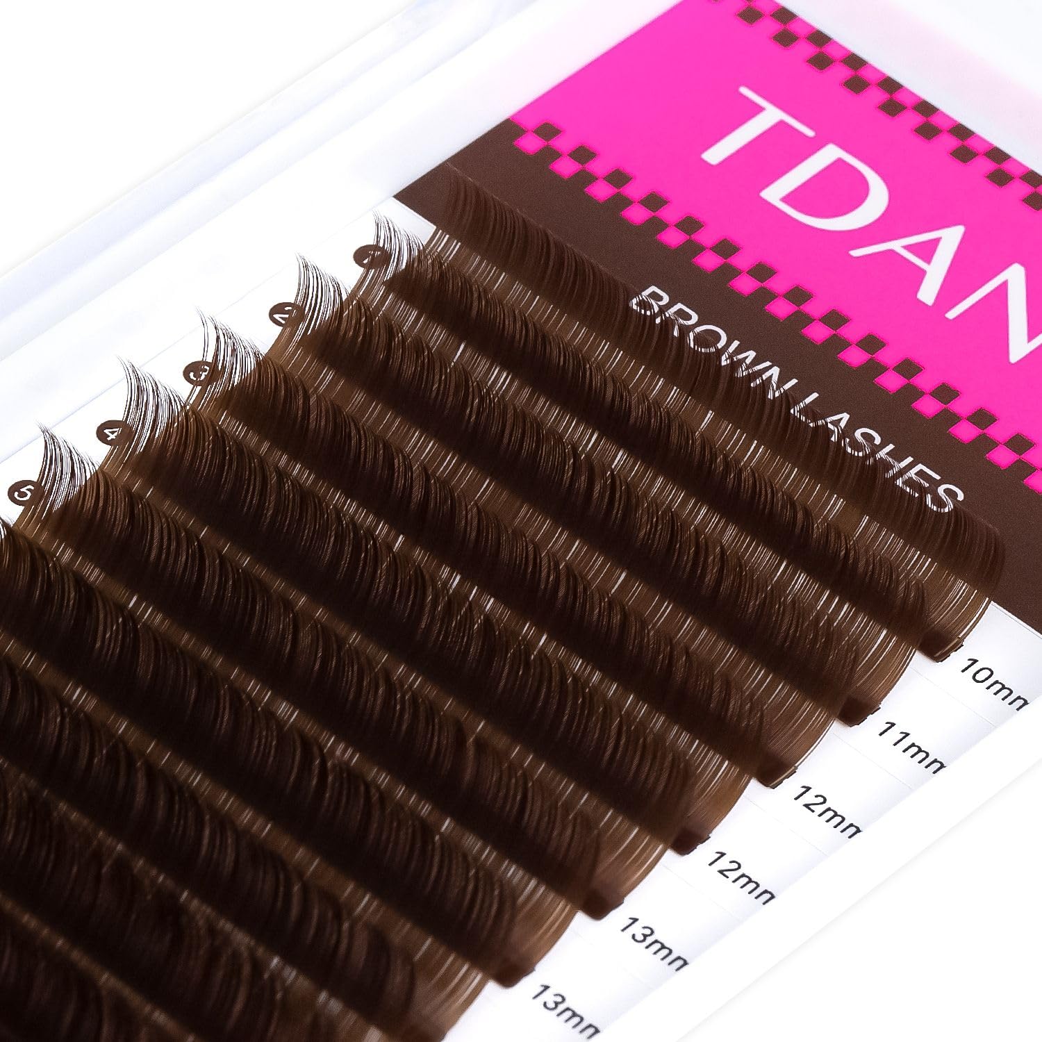 TDANCE brown lash extensions show varied lengths for customized lash sets.