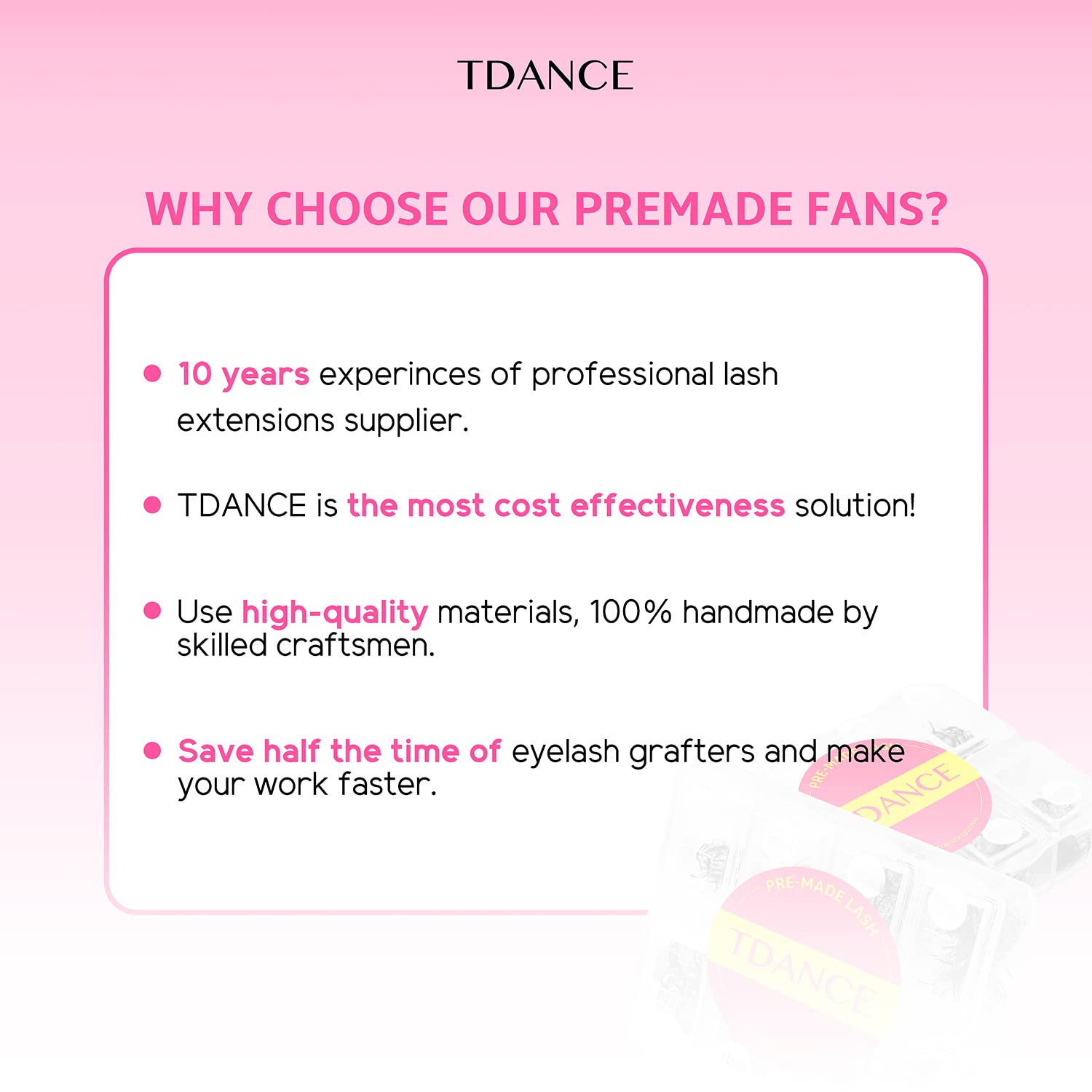 TDANCE residue-free fans stay clean during placement for tidy work