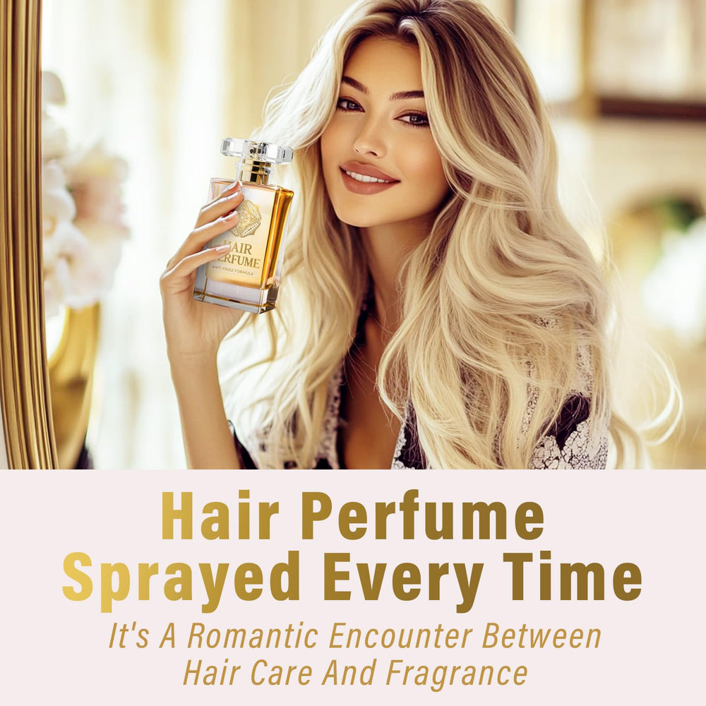TDZLDM Hair Perfume on dry frizzy hair delivering smoothing touch.