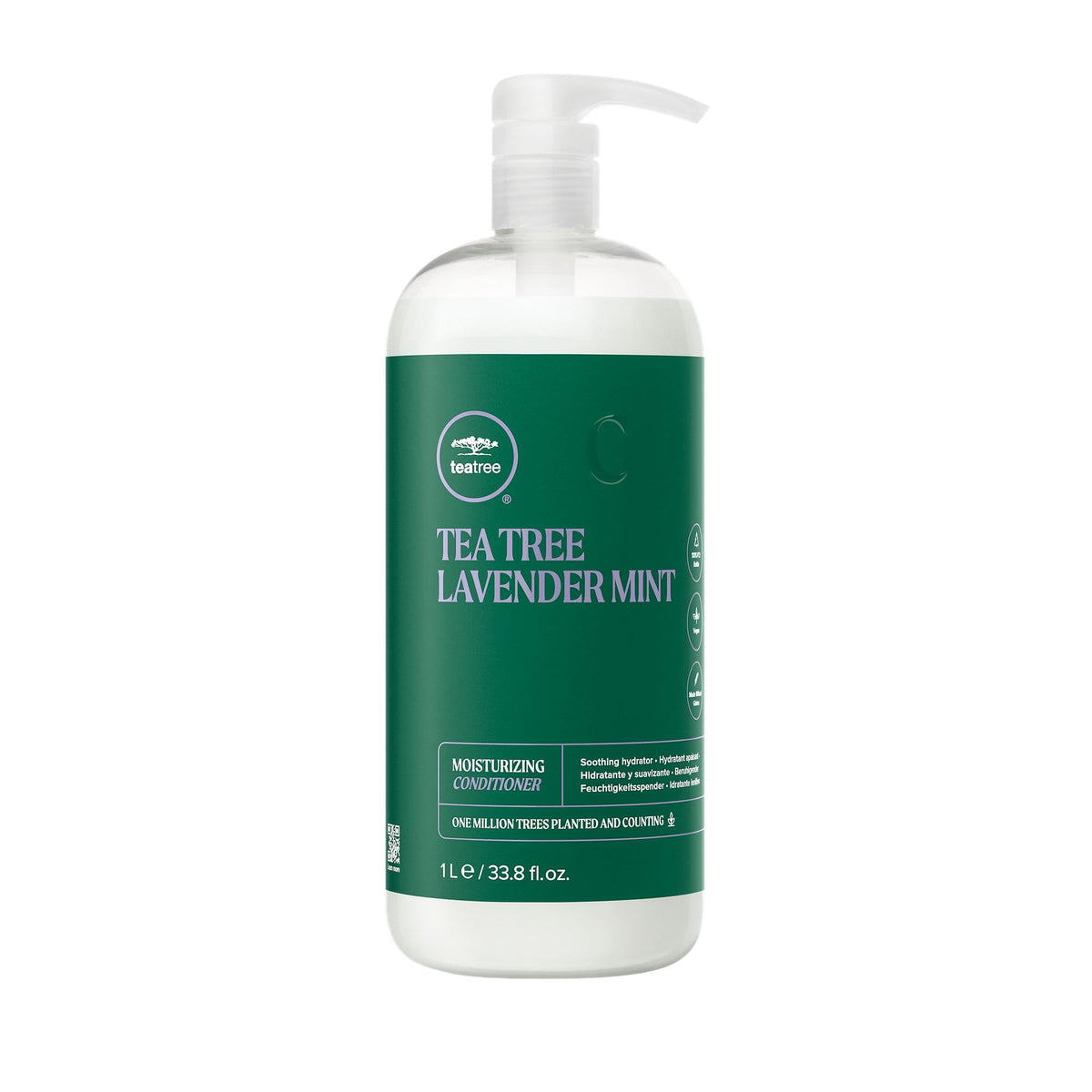 Tea Tree Lavender Mint conditioner bottle demonstrates hydrating formula for dry, coarse hair.