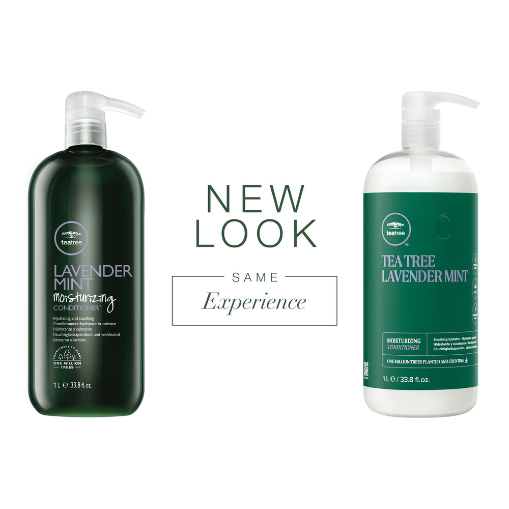 Tea Tree Lavender Mint conditioner is poured to reveal detangling action.