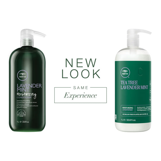 Tea Tree Lavender Mint conditioner is poured to reveal detangling action.