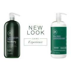 Tea Tree Lavender Mint conditioner is poured to reveal detangling action.