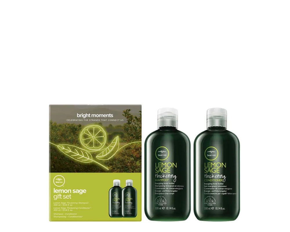 Tea Tree Lemon Sage Gift Set box with neon artwork, ideal for daily hair care.