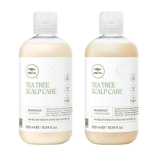 Tea Tree Scalp Care Gift Box shampoo bottle, refreshing for fine hair.