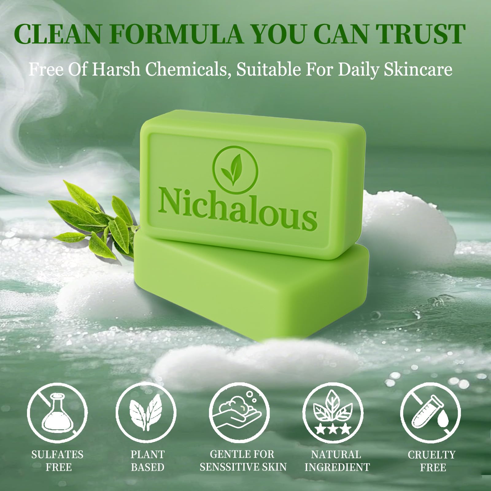 Tea Tree Soap on back area demonstrates pore-friendly cleansing for skin.