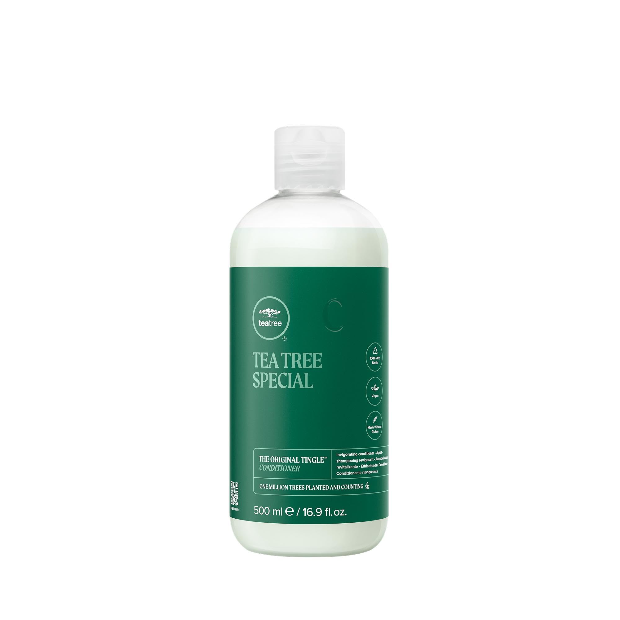 Tea Tree Special Conditioner bottle stand showing detangling potential