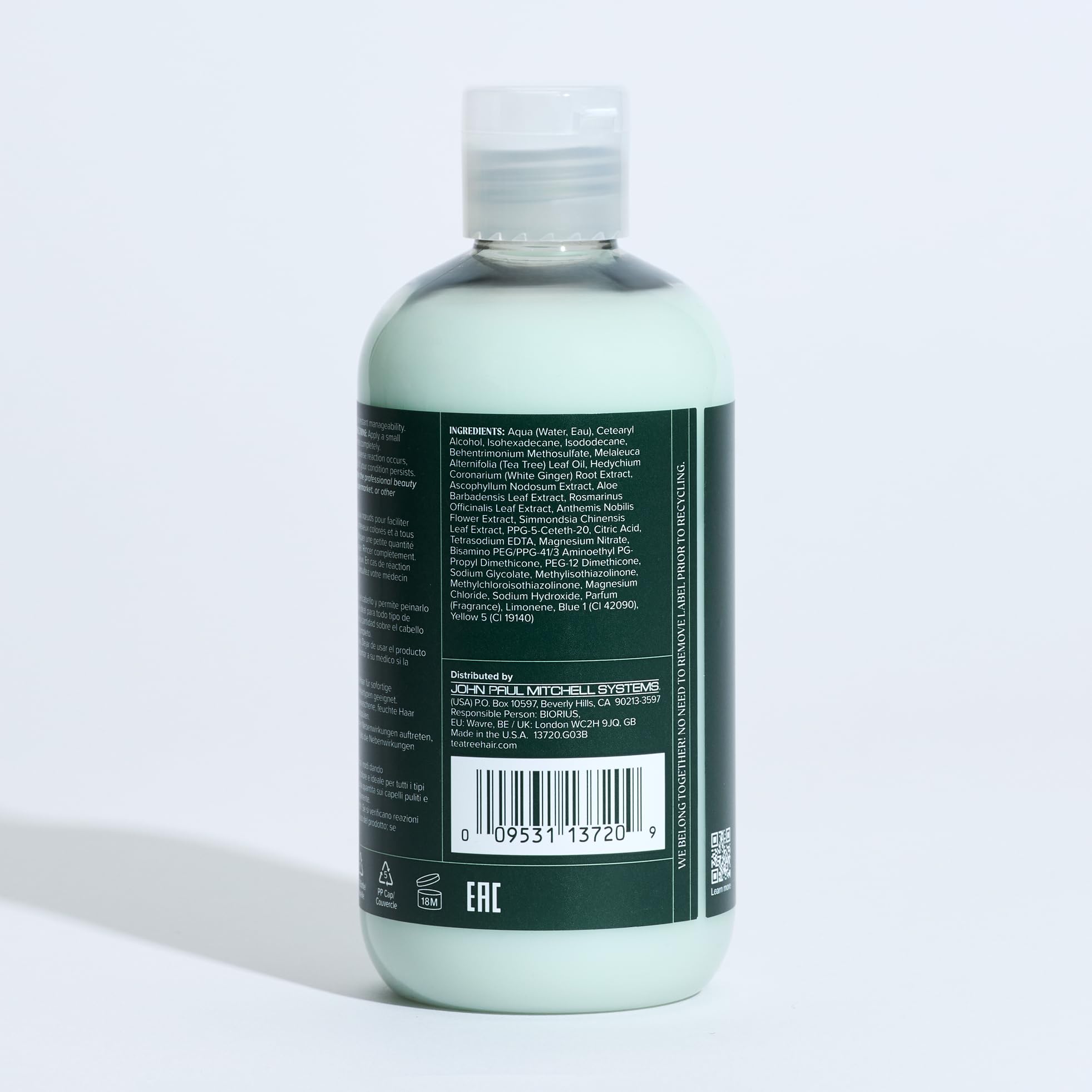 Tea Tree Special Conditioner usage in shower for quick detangle and refresh.