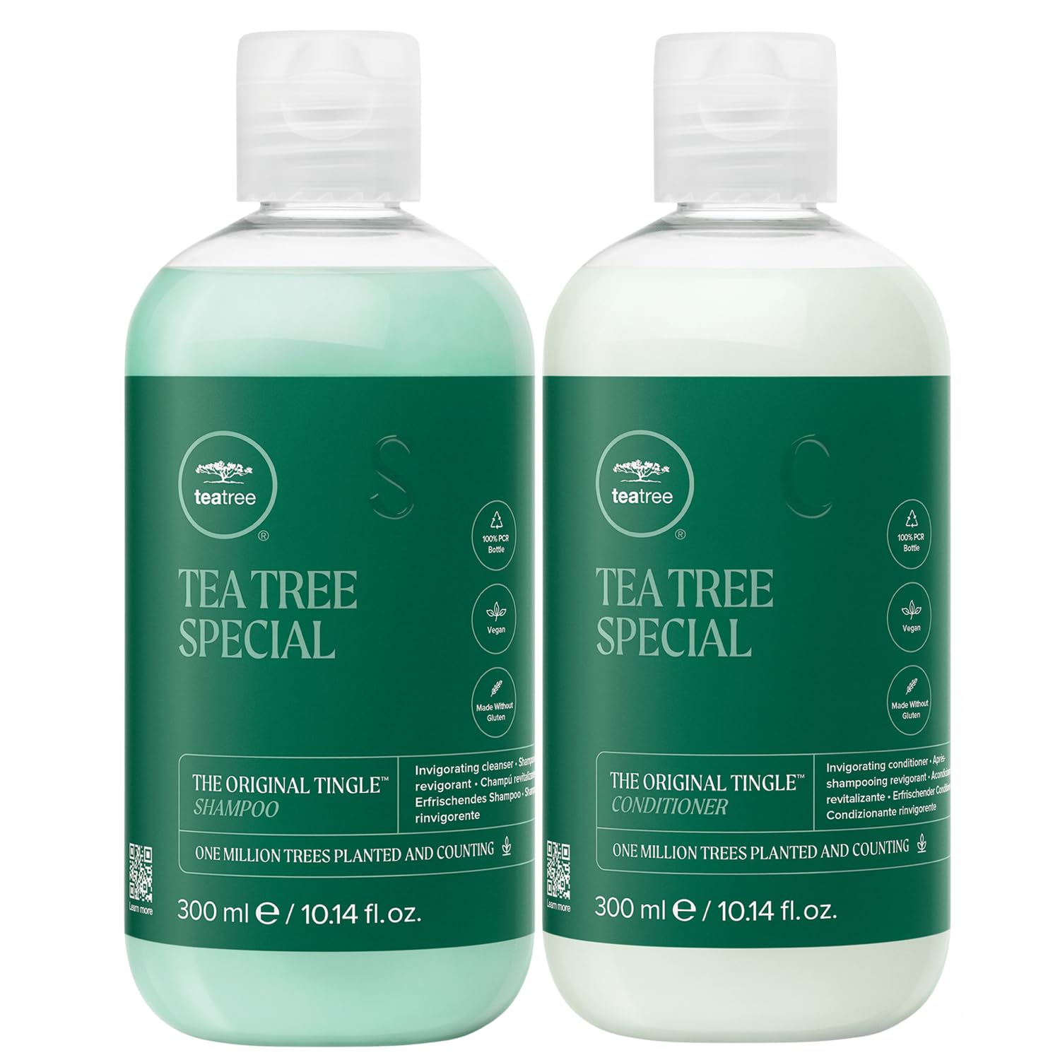 Tea Tree Special Shampoo bottle, invigorating scalp care with peppermint and tea tree