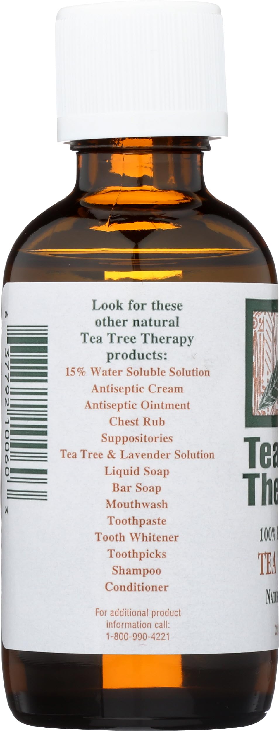 Tea Tree Therapy packaging box highlighting the 2-ounce bottle and Australian origin.