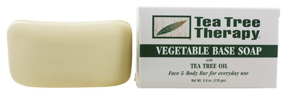 Tea Tree Therapy shelf display shows eight-pack cleansing bars