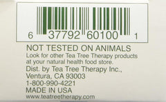 Tea Tree Therapy soap on sink emphasizes sustainable vegan base