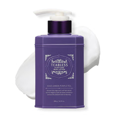 TEABLESS Sage Amber Purple Tea Lotion bottle showcasing elegant floral-woody scent for daily hydration.