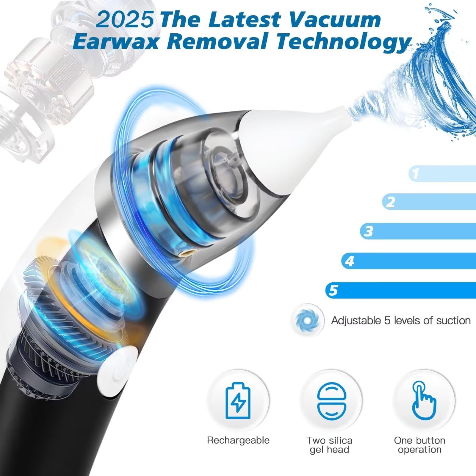 TEADZ ear vacuum with soft silicone head for safe, painless cleaning