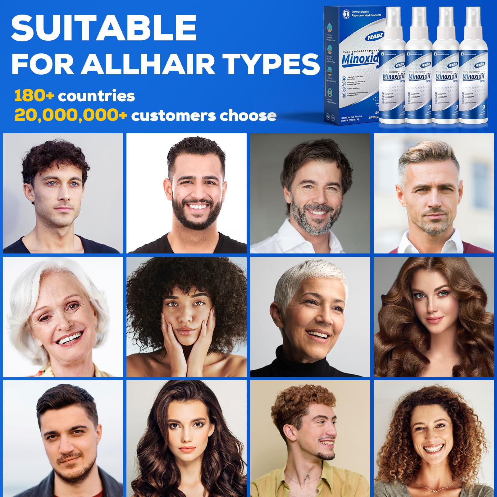 TEADZ men and women friendly design for versatile hair growth support.