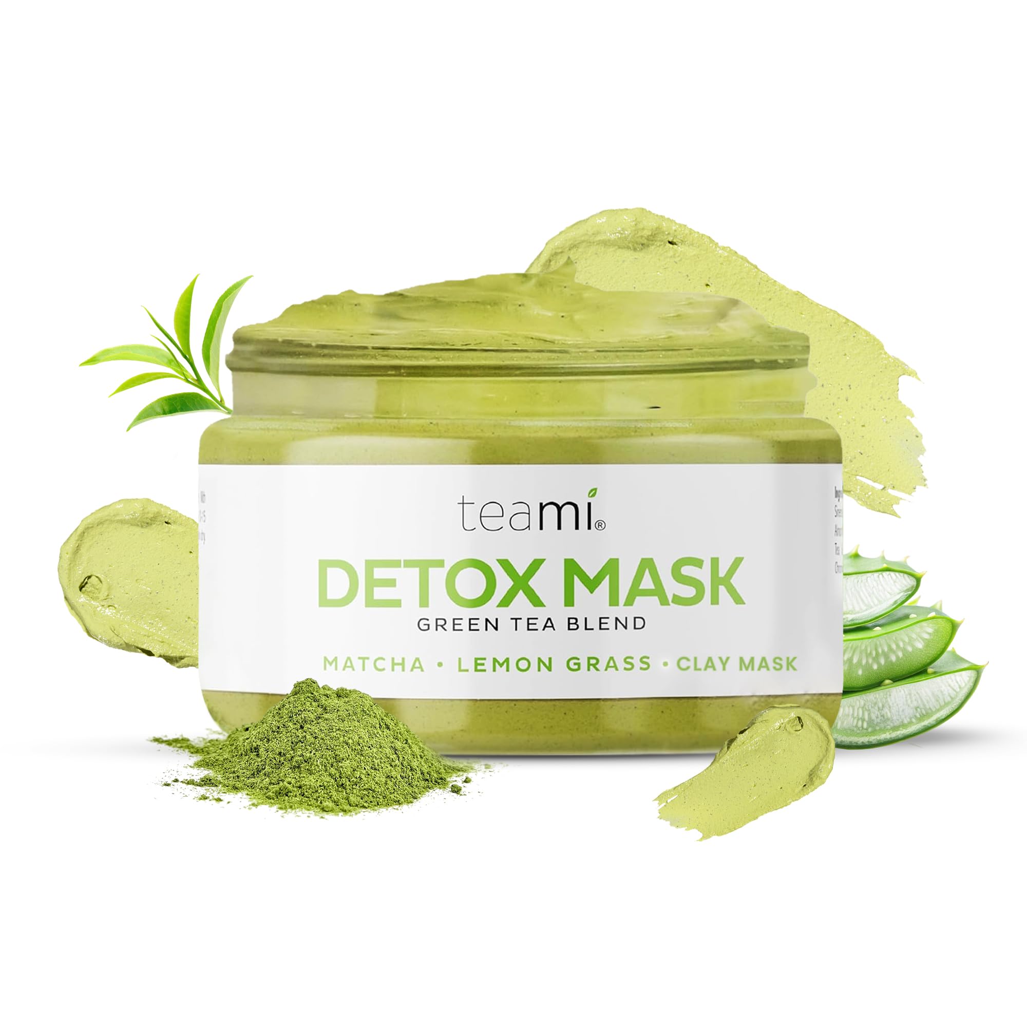 Teami Detox Face Mask jar closeup highlighting hydrating, purifying formula