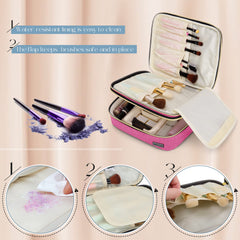 Teamoy travel brush case with elastic slots keeps brushes secure during travel.