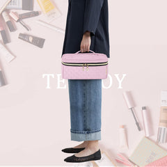 Teamoy pink PVC liner makeup bag is stain resistant and easy to clean