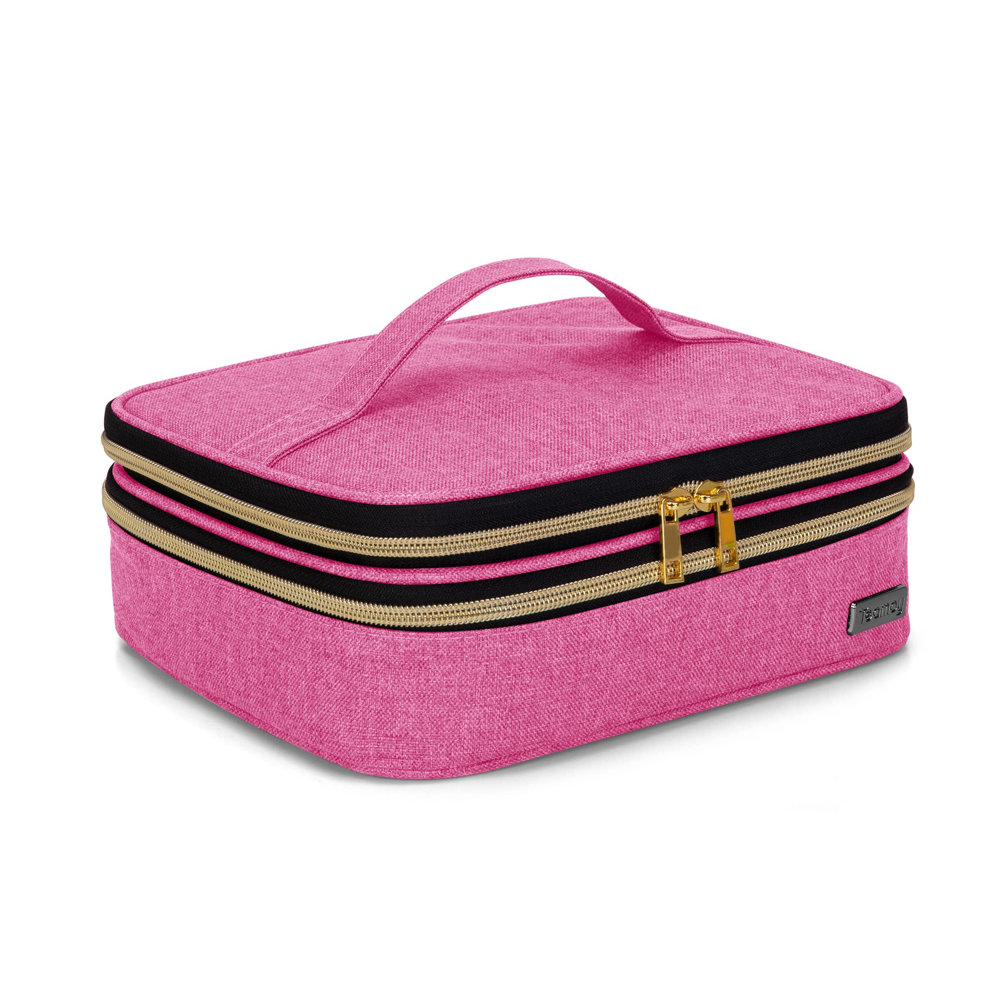 Teamoy travel cosmetic bag top handle for convenient carrying.