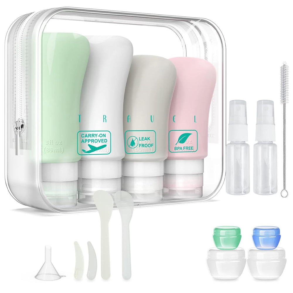 Teapile 20-pack travel bottles set for organized, leak-free packing