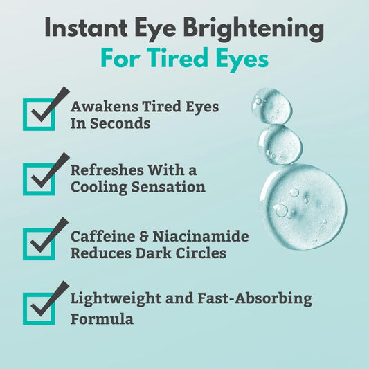 Close-up of the roller tip applying TearRestore WINQ under-eye serum for puffiness relief.