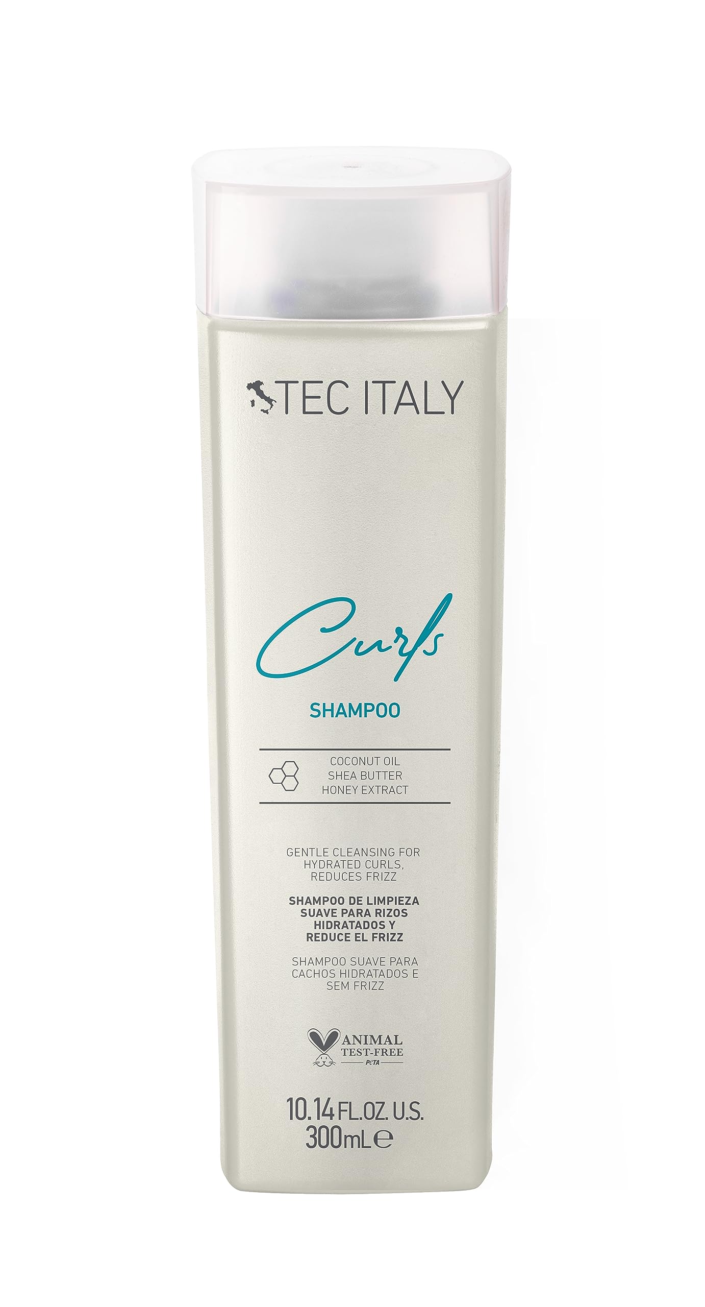 Tec Italy Curls Shampoo bottle front for frizz control and defined curls.