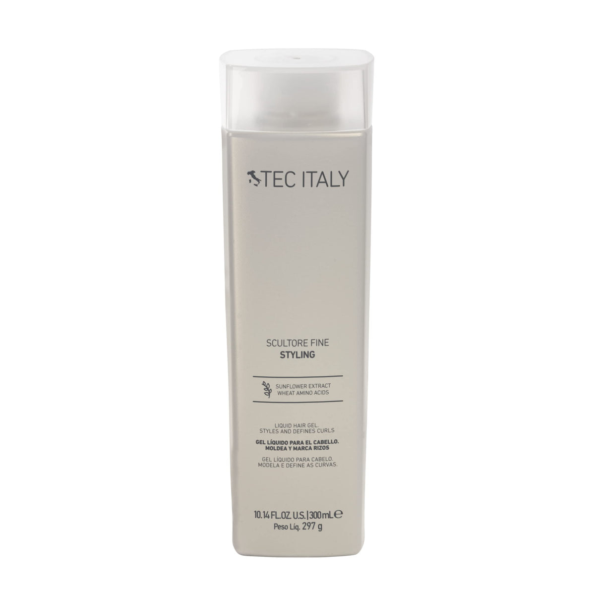 Tec Italy Scultore Fine Styling Gel bottle defines curls with shine.