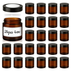 Tecohouse 4oz amber glass jar showing sturdy glass and secure lid for cosmetics.