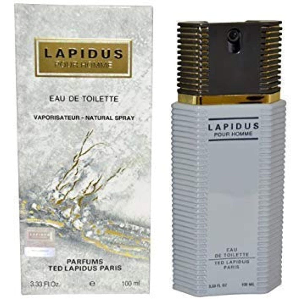 Top-down view of the Lapidus bottle emphasizing sleek shape and labeling.