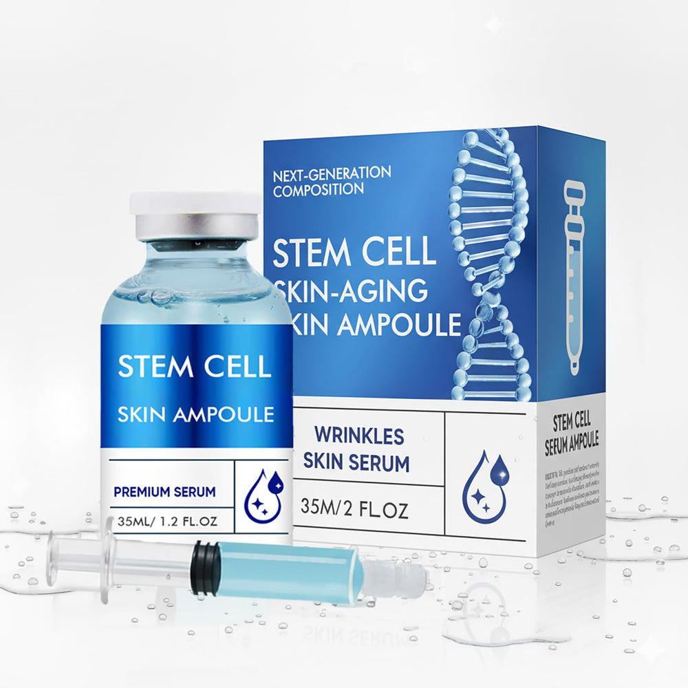 TEELAMP Stem Cell Serum bottle close-up highlights hydration focus.