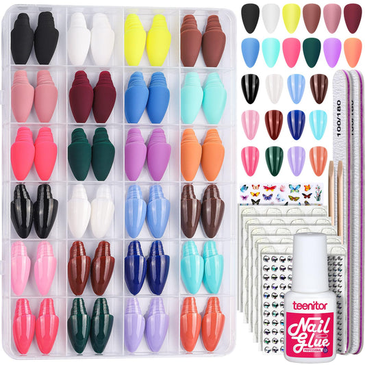Teenitor almond press-on nails kit: quick salon-like manicure at home.