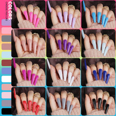 Glossy coffin nails set ready to wear without painting