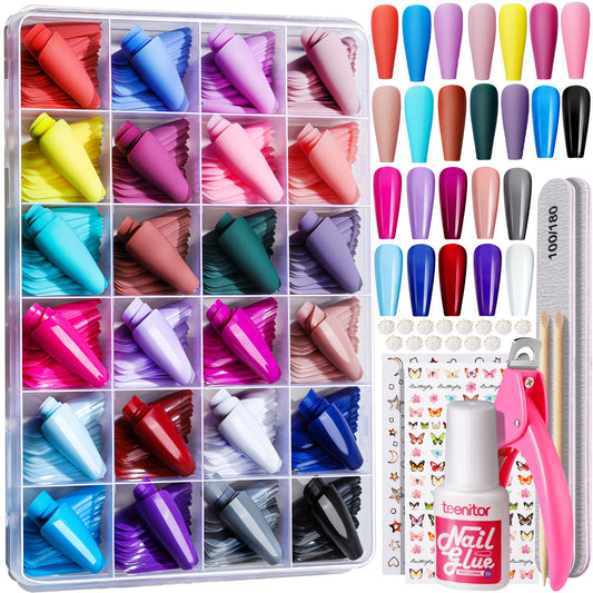 Teenitor long press on nails kit with glue for quick application