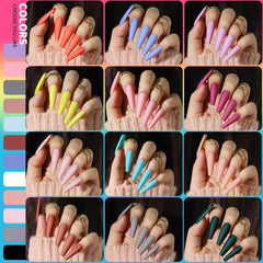 Matte coffin nails in 12 vibrant colors for everyday styles
