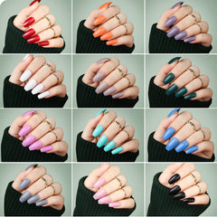 Teenitor matte coffin nails offer chic, soft-edged finish.