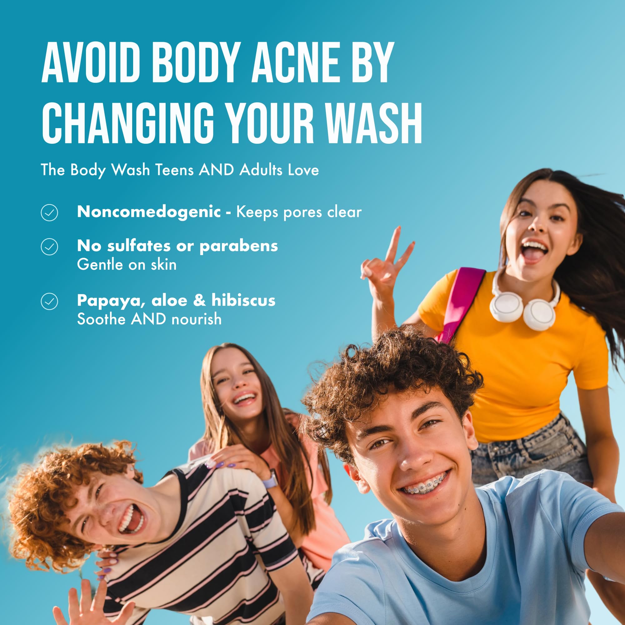 Teenology body wash for daily teen routine that cleans without drying