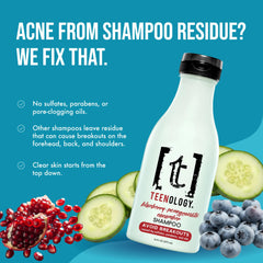 Close up of the label highlighting natural extracts and a clean formula.