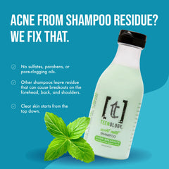 Teenology Teen Shampoo foamy mint lather ready to refresh the scalp.