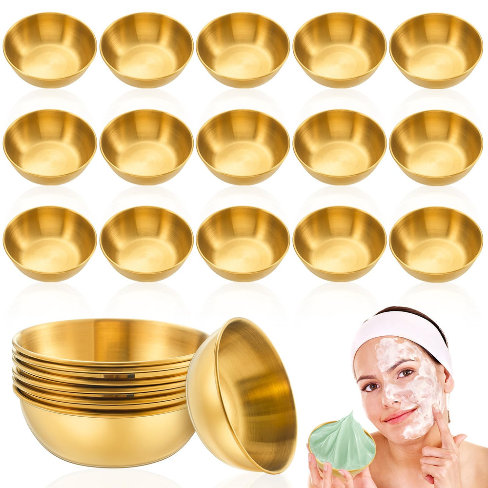 Teenyyou 18-pcs face mask mixing bowls in gold for organized home or salon skincare prep.