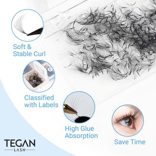 TEGAN LASH 500 promade fans mixed-lengths set for customized lash styles