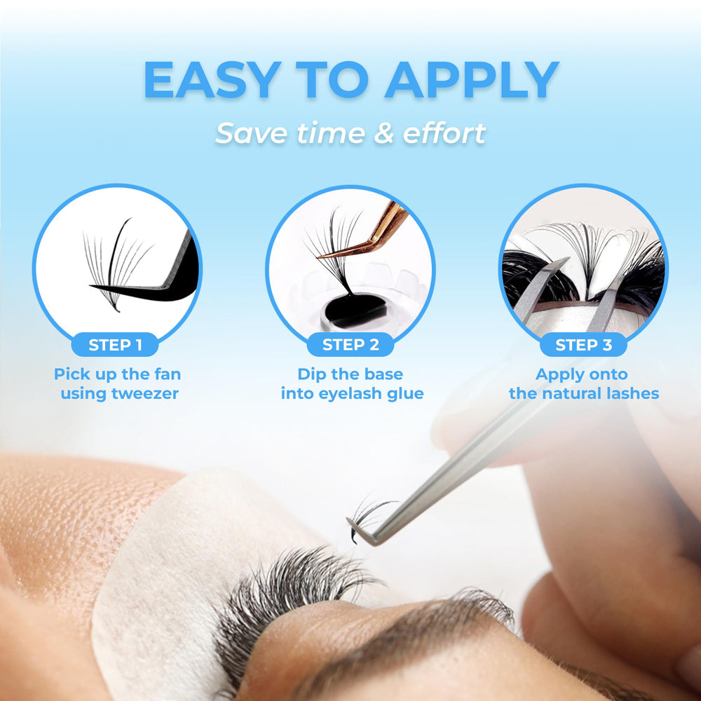 TEGAN LASH thin-base fans blend with natural lashes for comfort.
