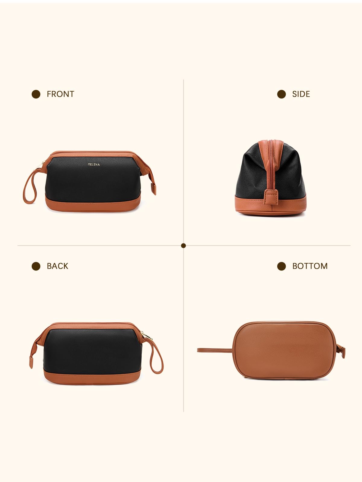 Telena makeup bag versatile organizer for cosmetics, toiletries, or skincare on trips.