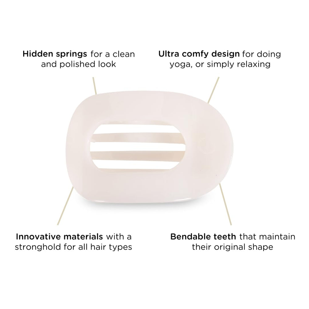 Teleties flat round clip in coconut white provides comfortable hold