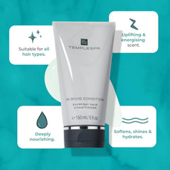 TEMPLESPA In Good Condition bottle back, paraben-free vegan formula for healthy shine
