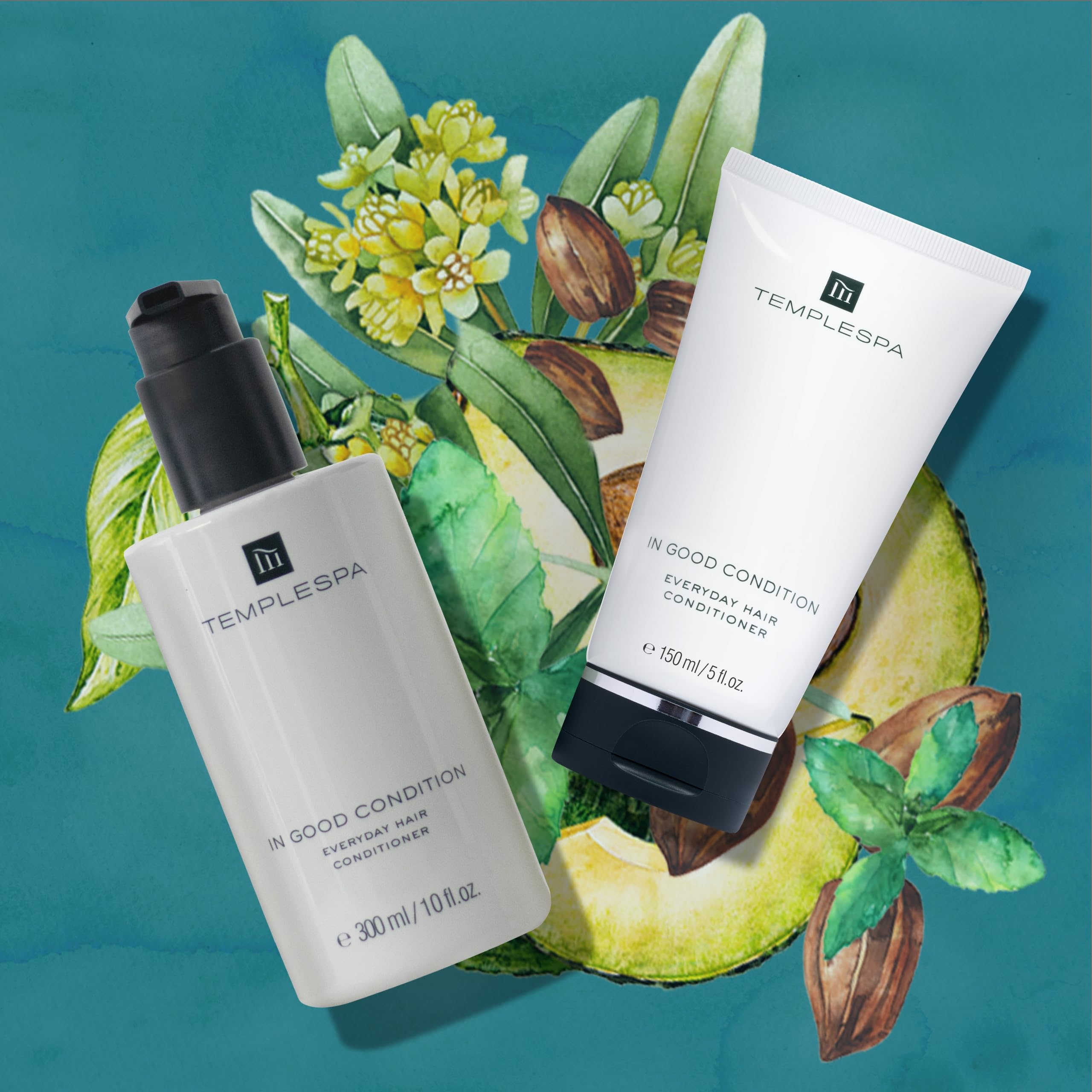 TEMPLESPA In Good Condition bottle label close-up showing paraben-free formula.