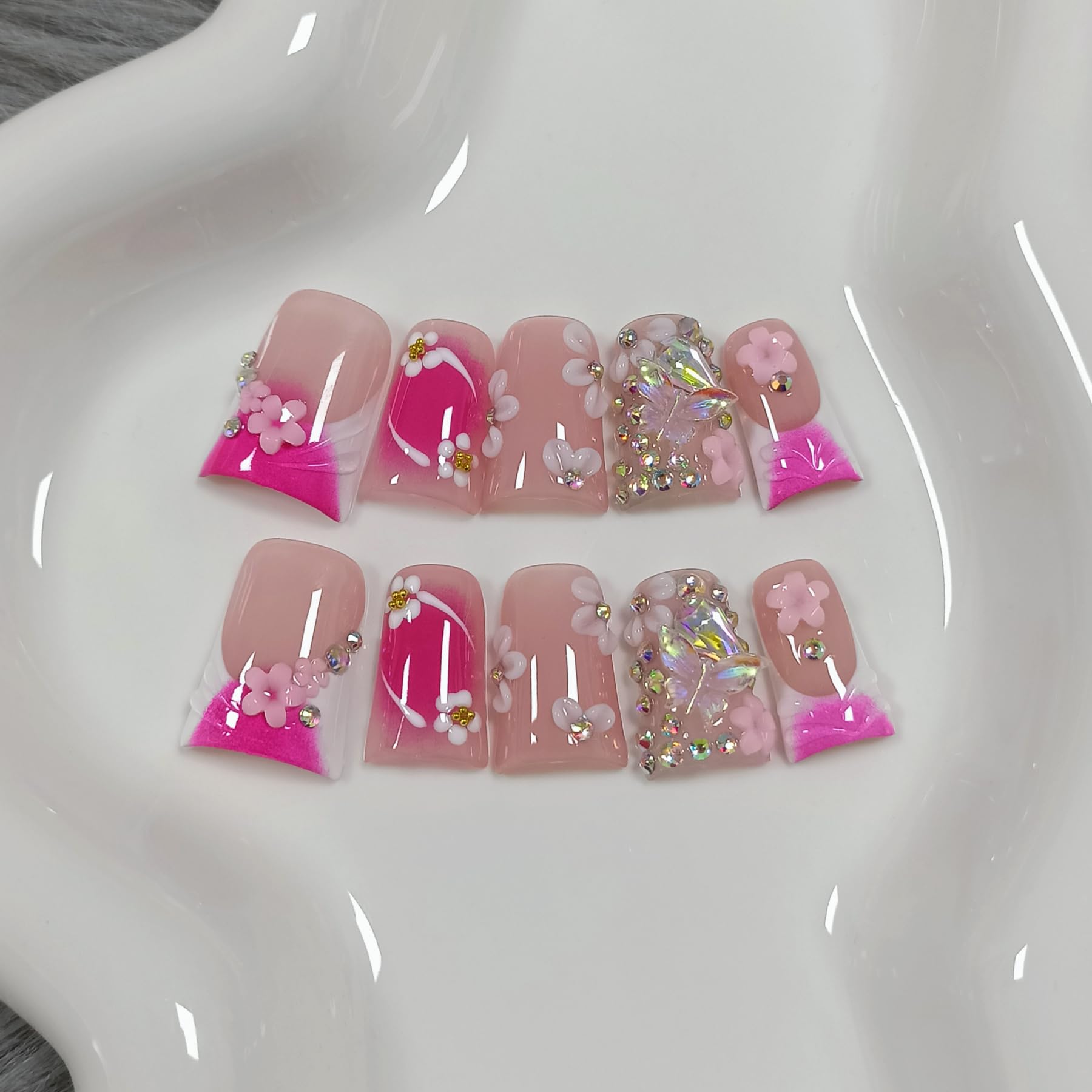 TENPAL 10Pcs duck nails with charms for party-ready look