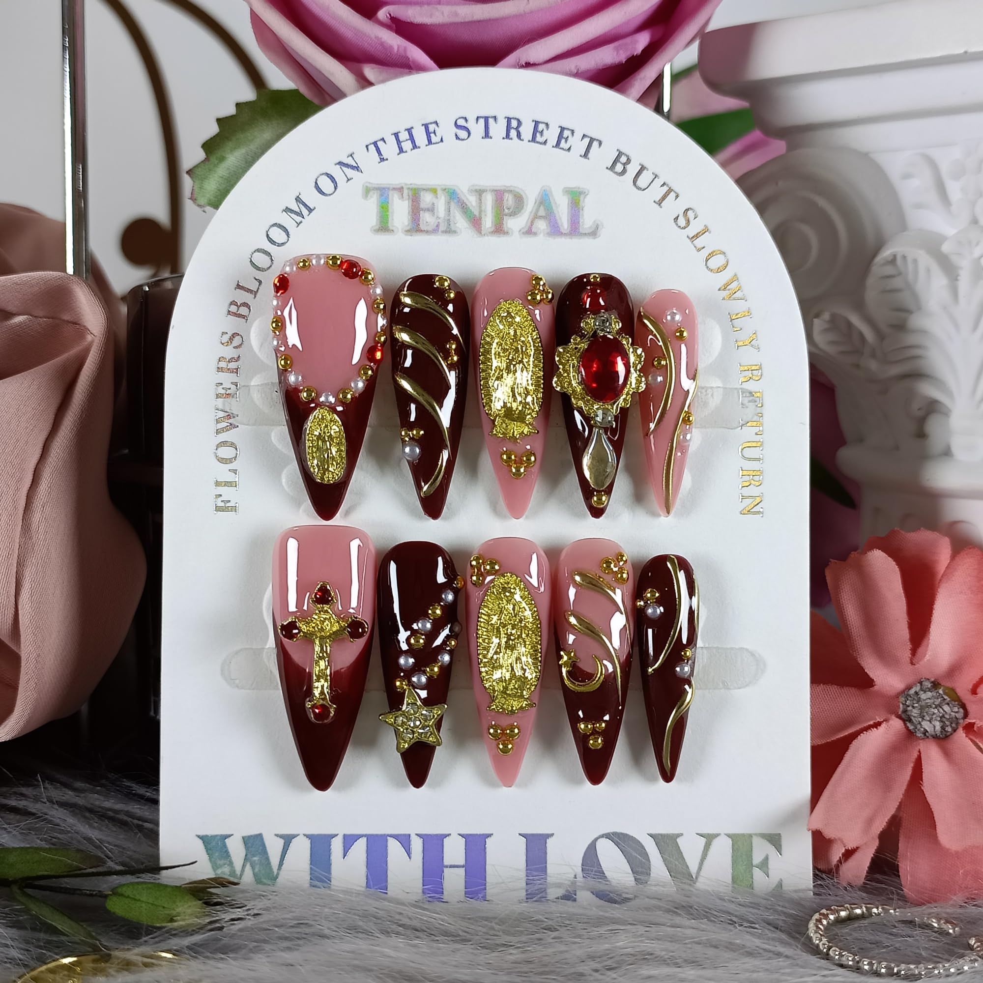 TENPAL acrylic glossy false nails deliver salon-like shine.