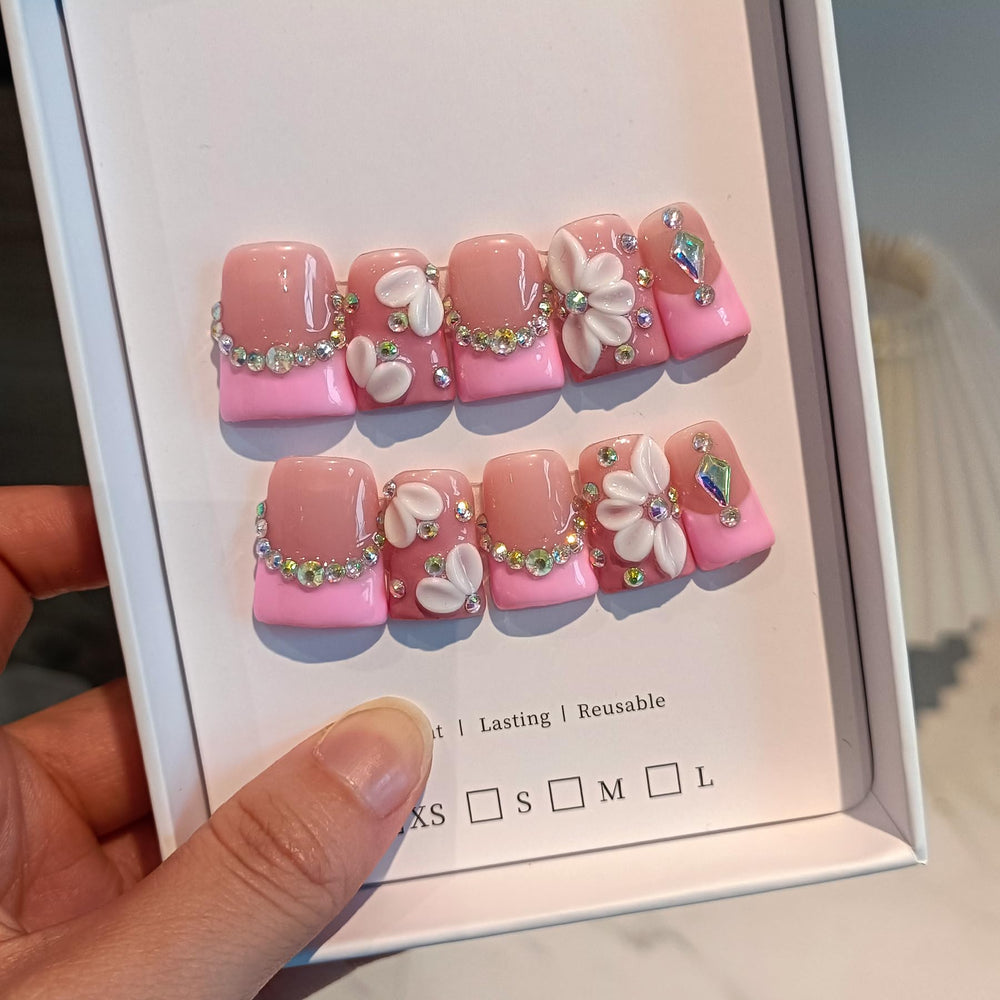 TENPAL duckbill nails with gems for chic party-ready finish