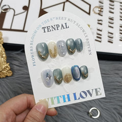 TENPAL gold relief glue-on nails offering secure wear and durable shine