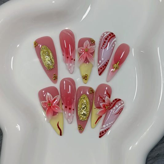 TENPAL long stiletto nails in vivid red for bold salon-style glamour